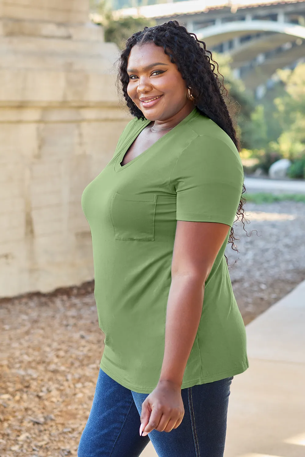 Bamboo Full Size V-Neck Short Sleeve T-Shirt, image 31