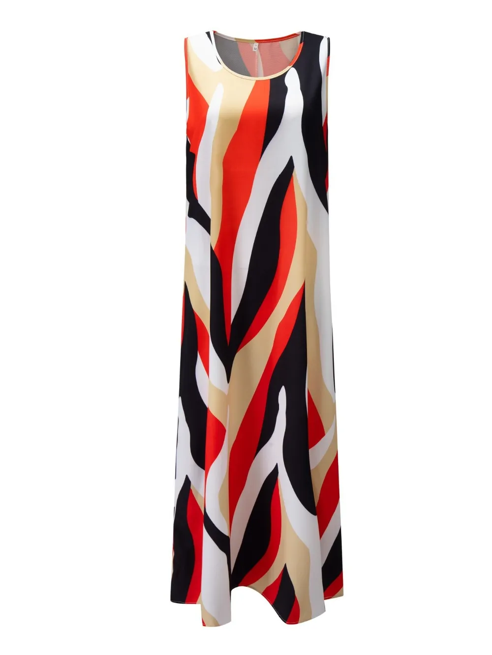 Printed Round Neck Mini Tank Dress, image 3