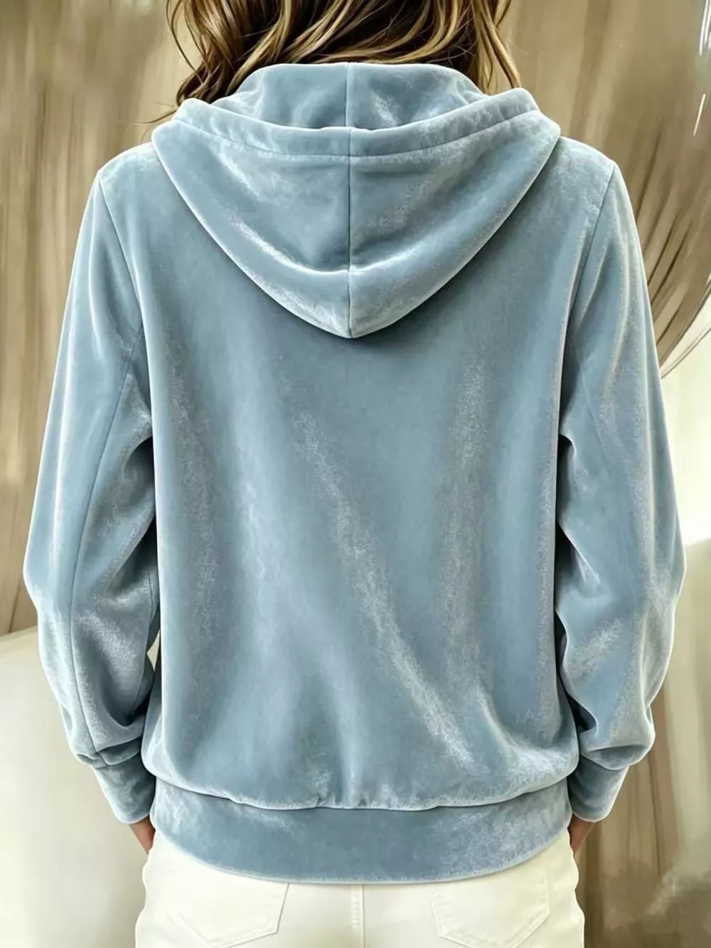 Full Size Velvet Button-Down Hooded Outerwear Plus Size, image 8