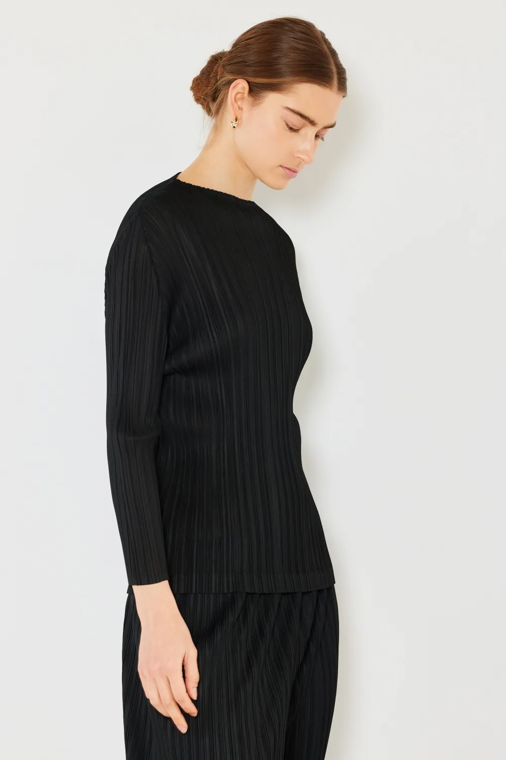 Pleated Long Sleeve Boatneck Top, image 6
