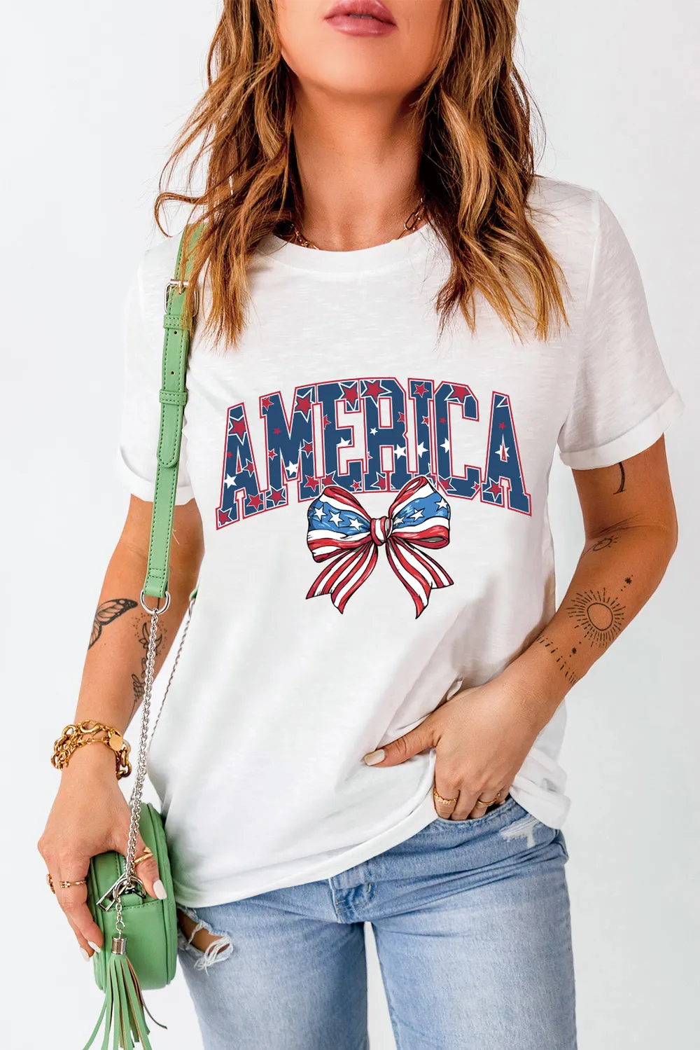 AMERICA Round Neck Short Sleeve T-Shirt, image 5