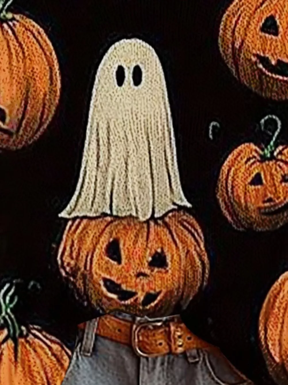 Full Size Halloween Graphic Boat Neck Sweater Plus Size, image 6