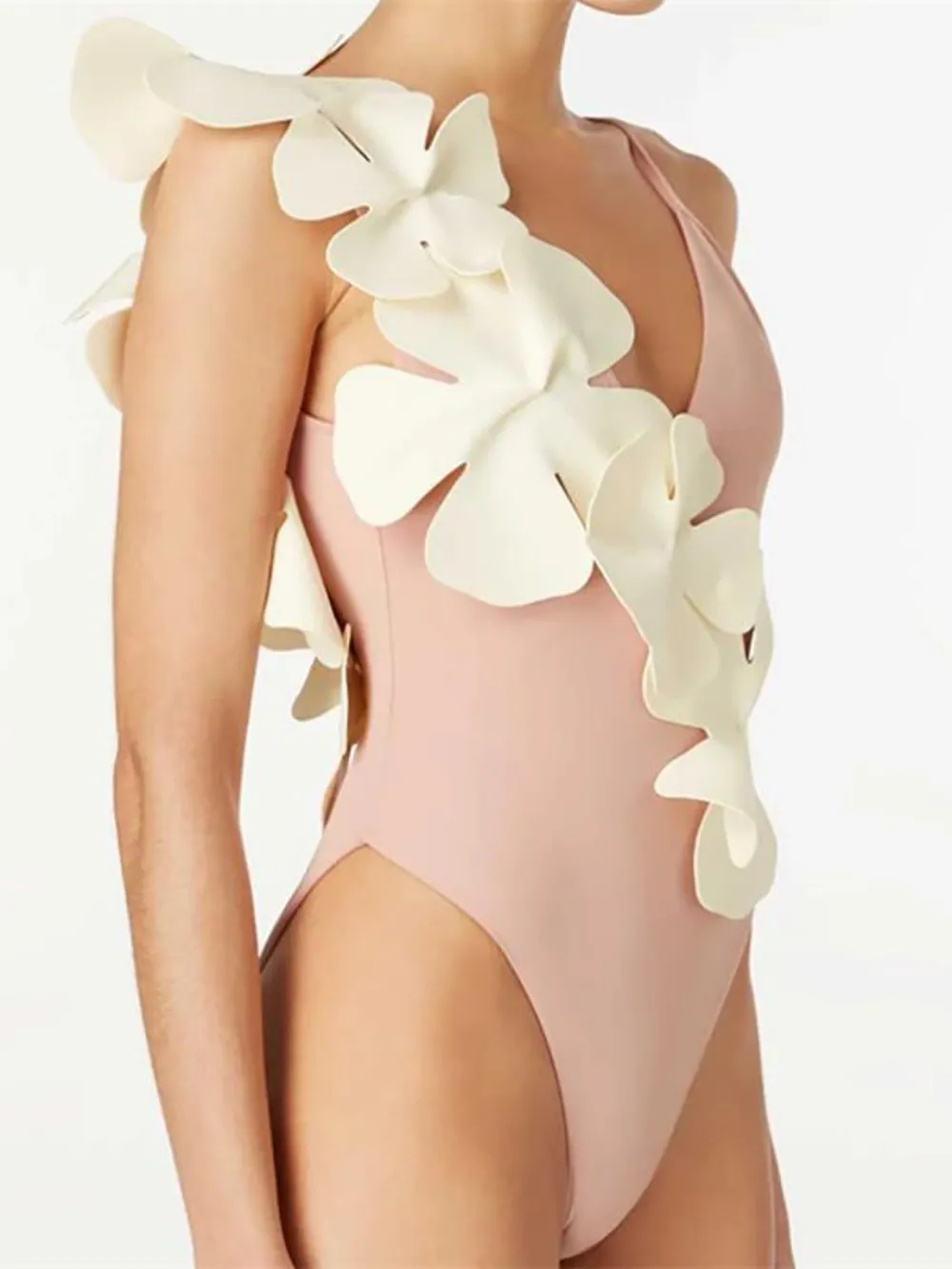 Contrast Flower Spaghetti Strap One-Piece Swimwear, image 3