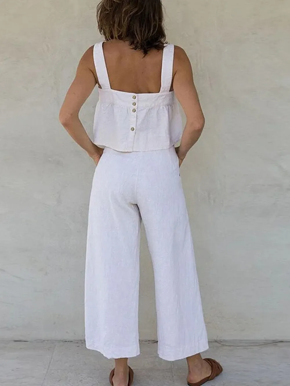 Square Neck Wide Strap Top and Pants Set, image 3