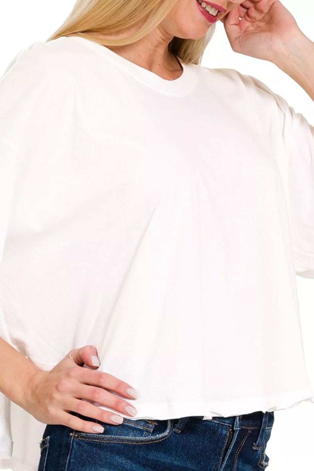 Cotton Round Neck Short Sleeve T-Shirt, image 2