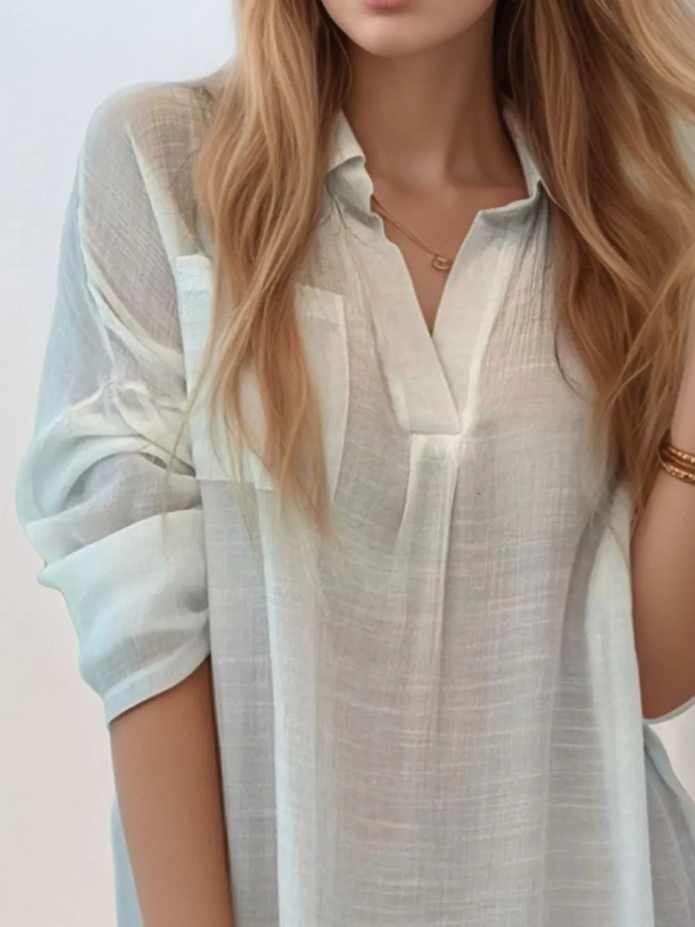 Full Size Side Slit Roll-Tab Sleeve Mini Shirt Dress Plus Size, image 4