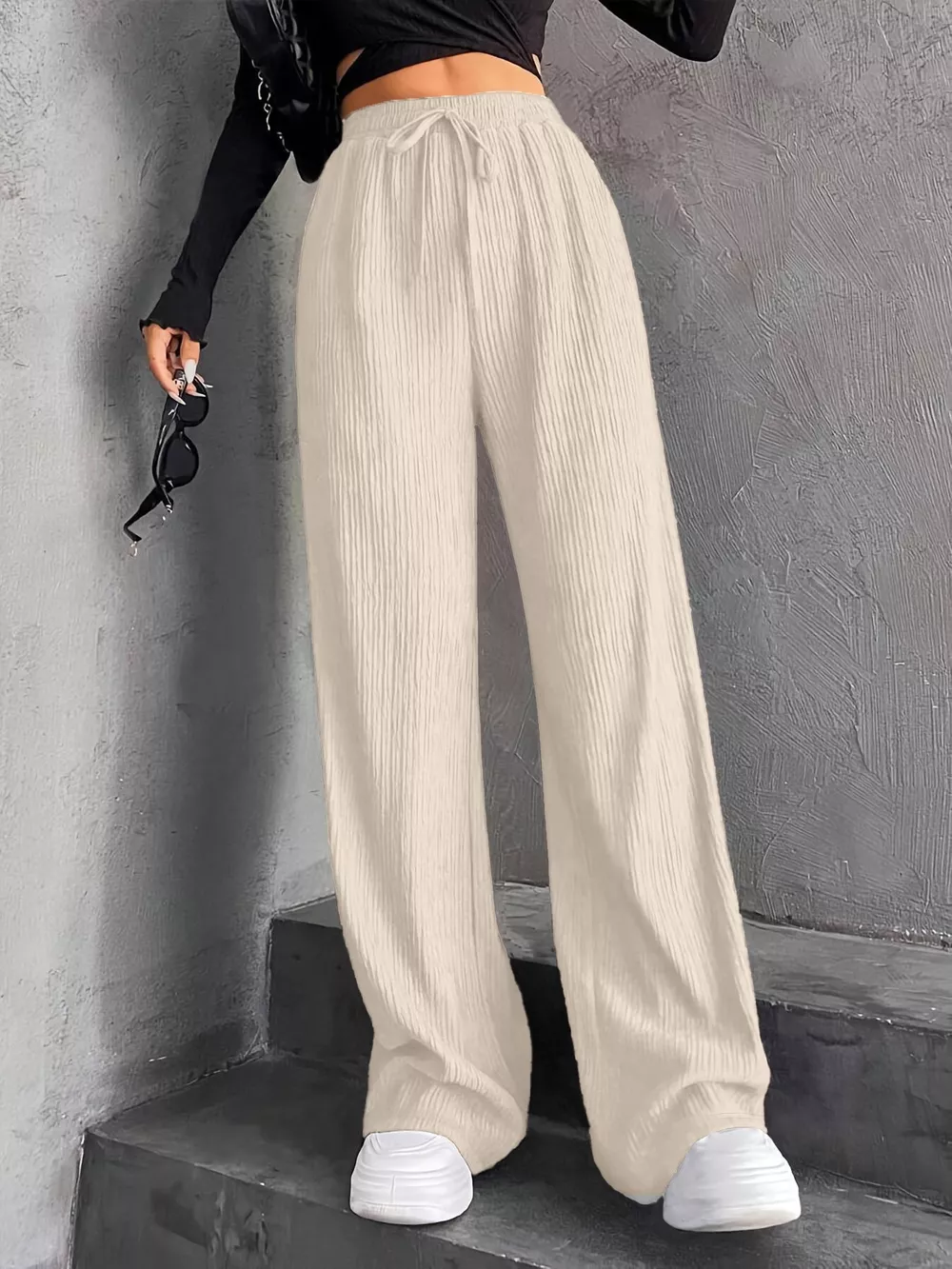 Drawstring Wide Leg Pants