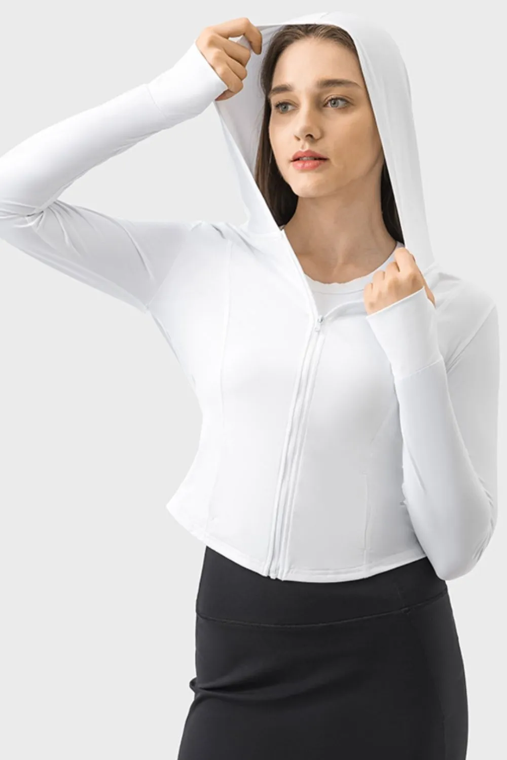 Pocketed Zip Up Hooded Long Sleeve Active Outerwear, image 18