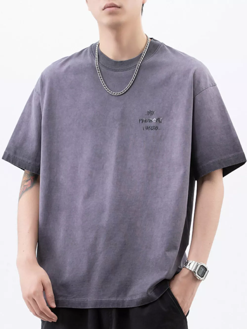 Men's Plus Size Oversized Round Neck Letter Graphic T-Shirt, image 8