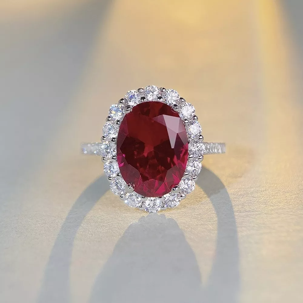 925 Sterling Silver Ring with Oval Diamond Accents, image 8