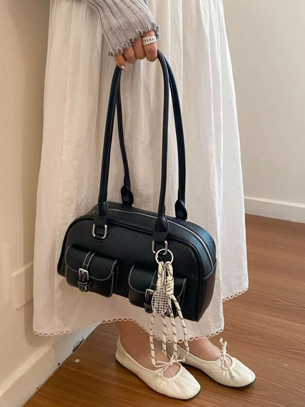 Double Pockets Front Shoulder Bag, image 2