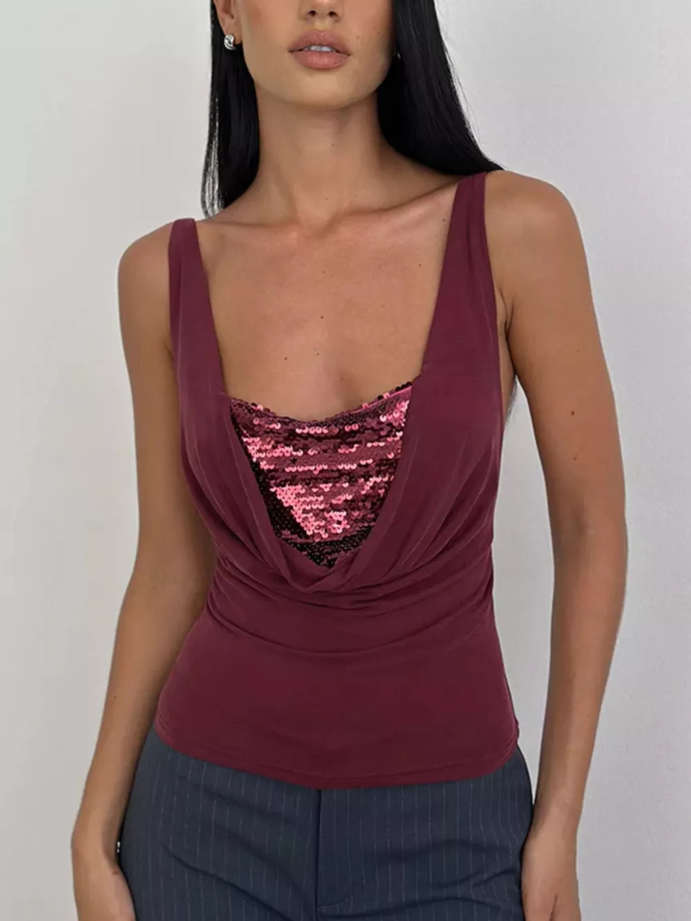 Sequin Detail Ruched Tank, image 7