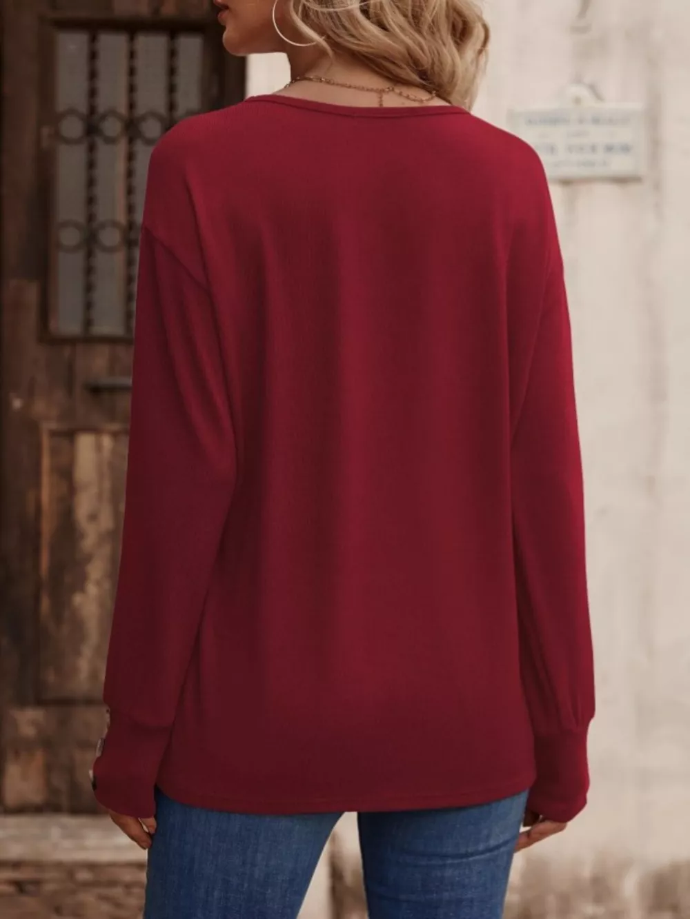 V-Neck Long Sleeve T-Shirt, image 31