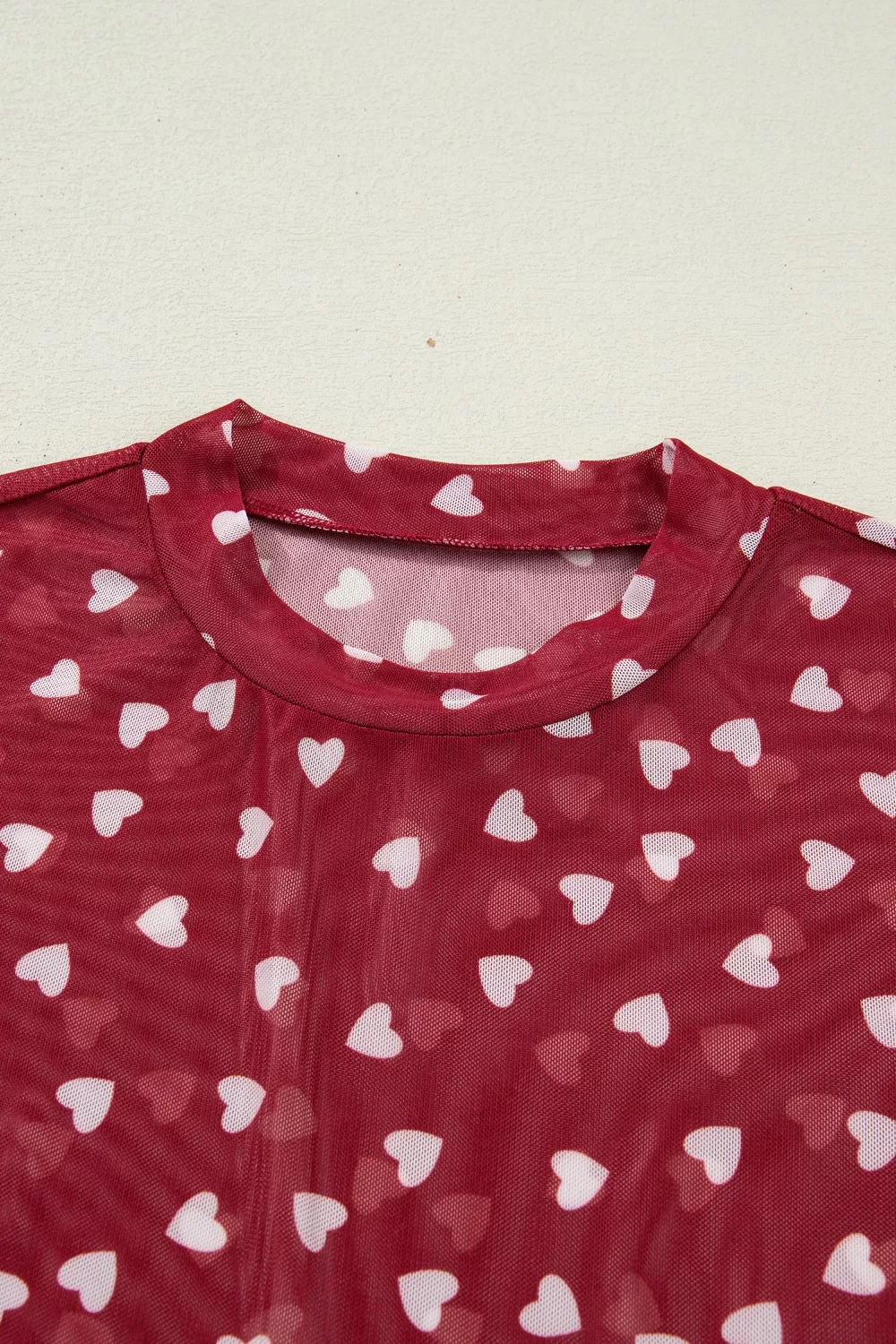 Sheer Heart Print Fitted Top, image 19
