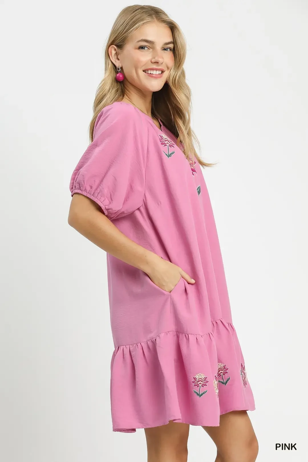Embroidered Floral Babydoll Dress, image 2