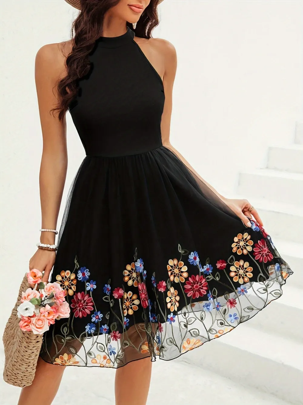 Cutout Grecian Neck Mini Dress, image 2