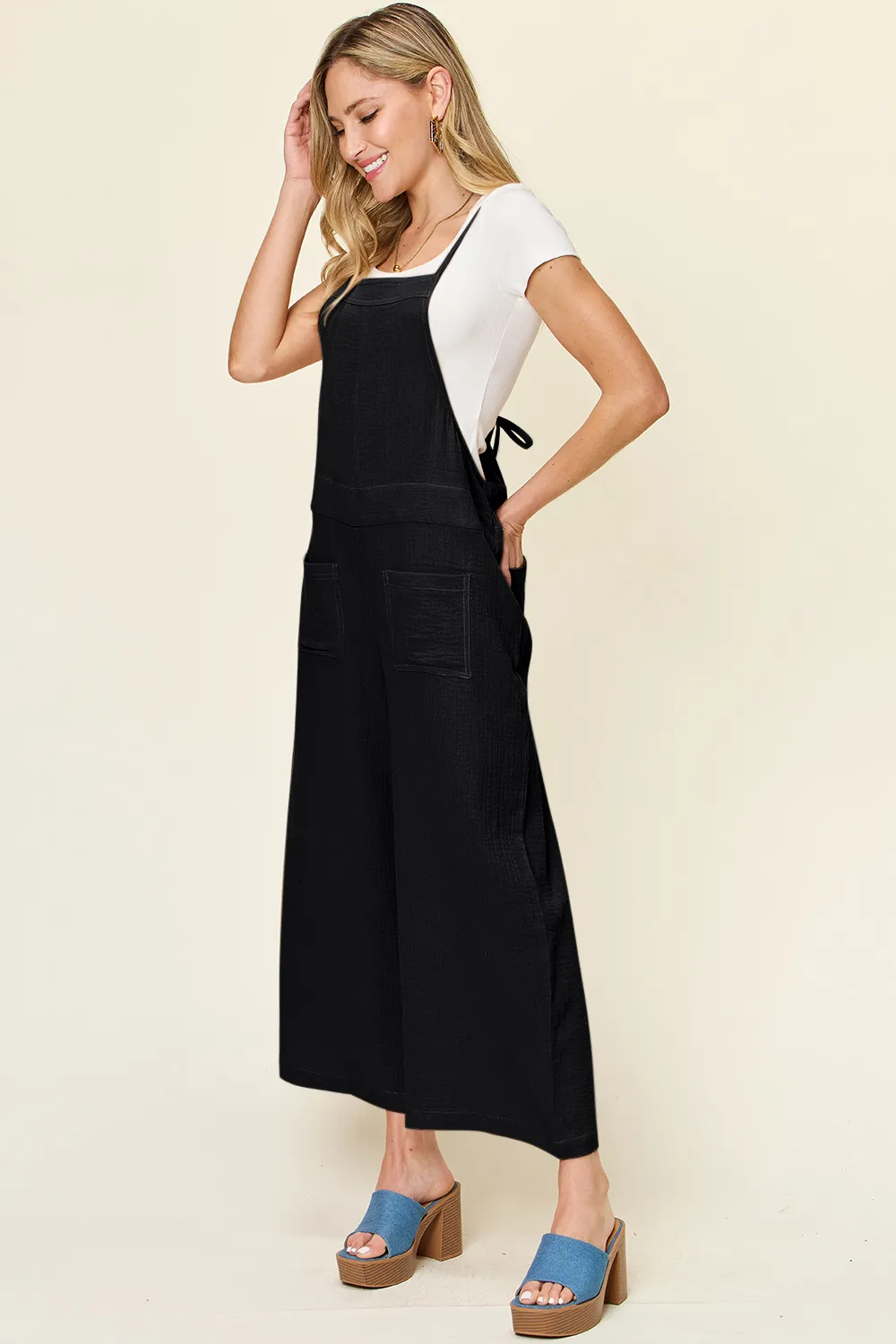 Full Size Texture Sleeveless Wide Leg Overall, image 9
