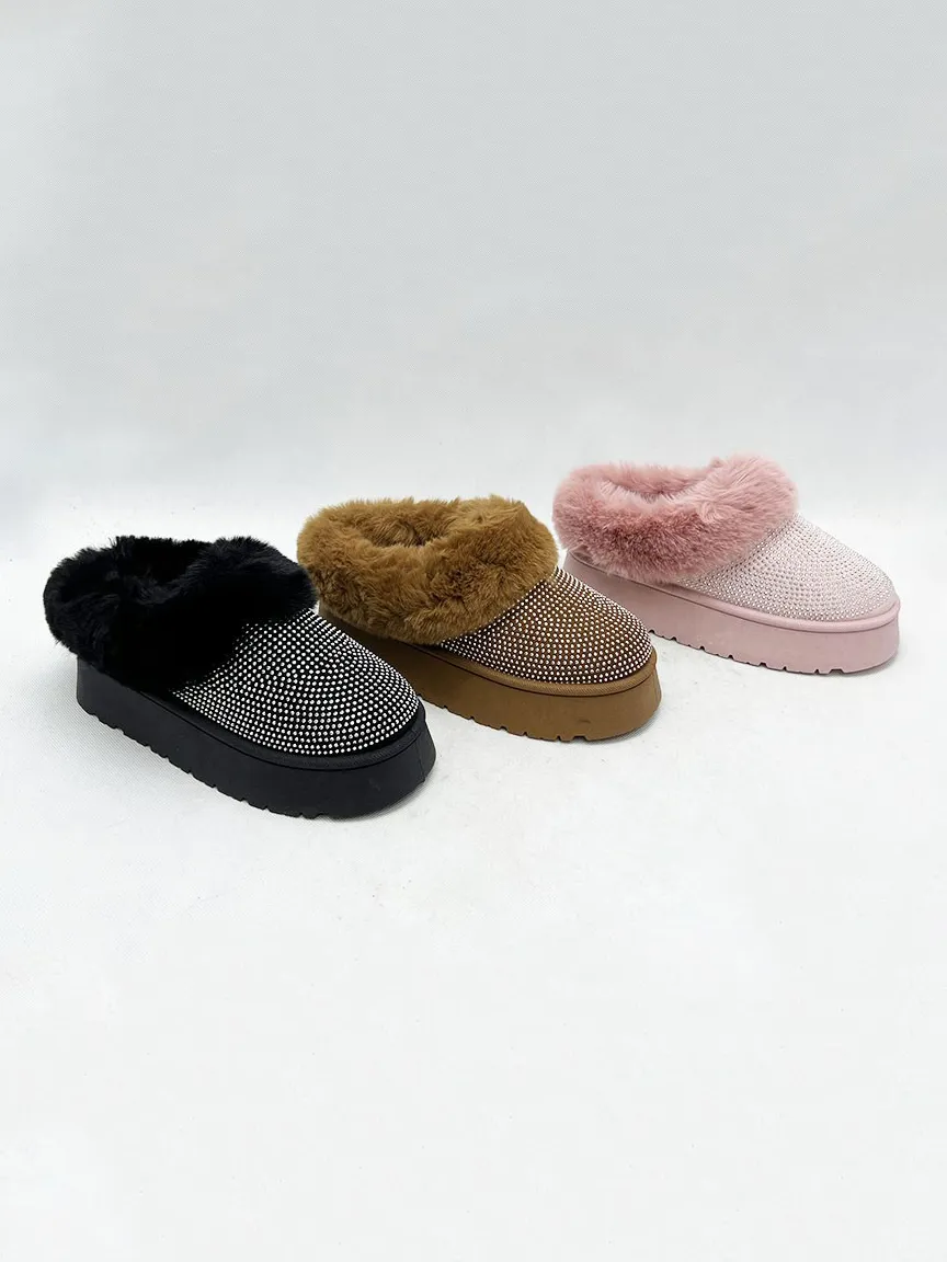 Embellished Faux Fur Platform Booties, image 3
