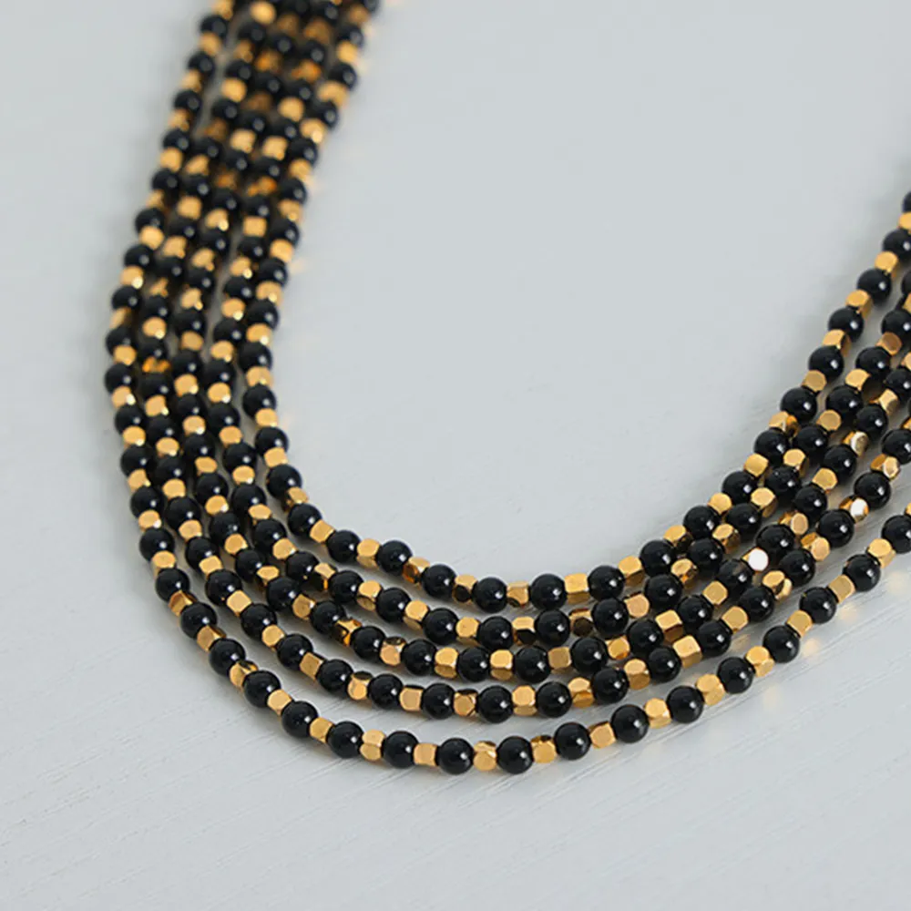 Agate Beaded Titanium Steel Necklace, image 4