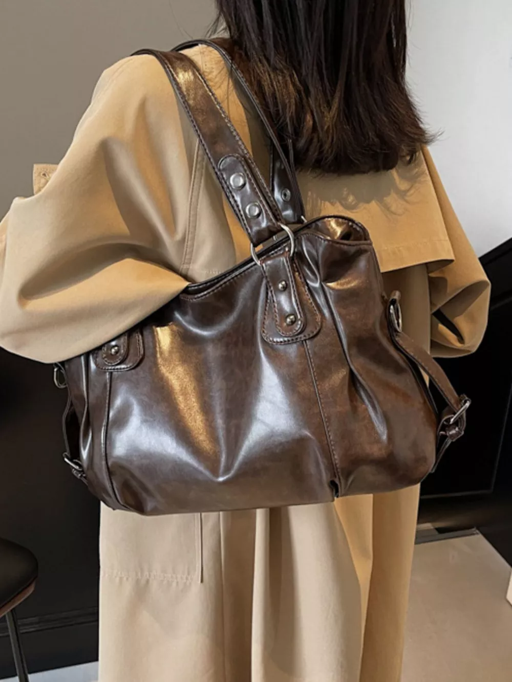 Vintage Style Leather Handbag, image 12