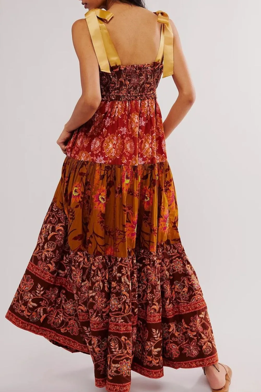 Floral Tiered Maxi Dress with Mixed Print Design, image 25
