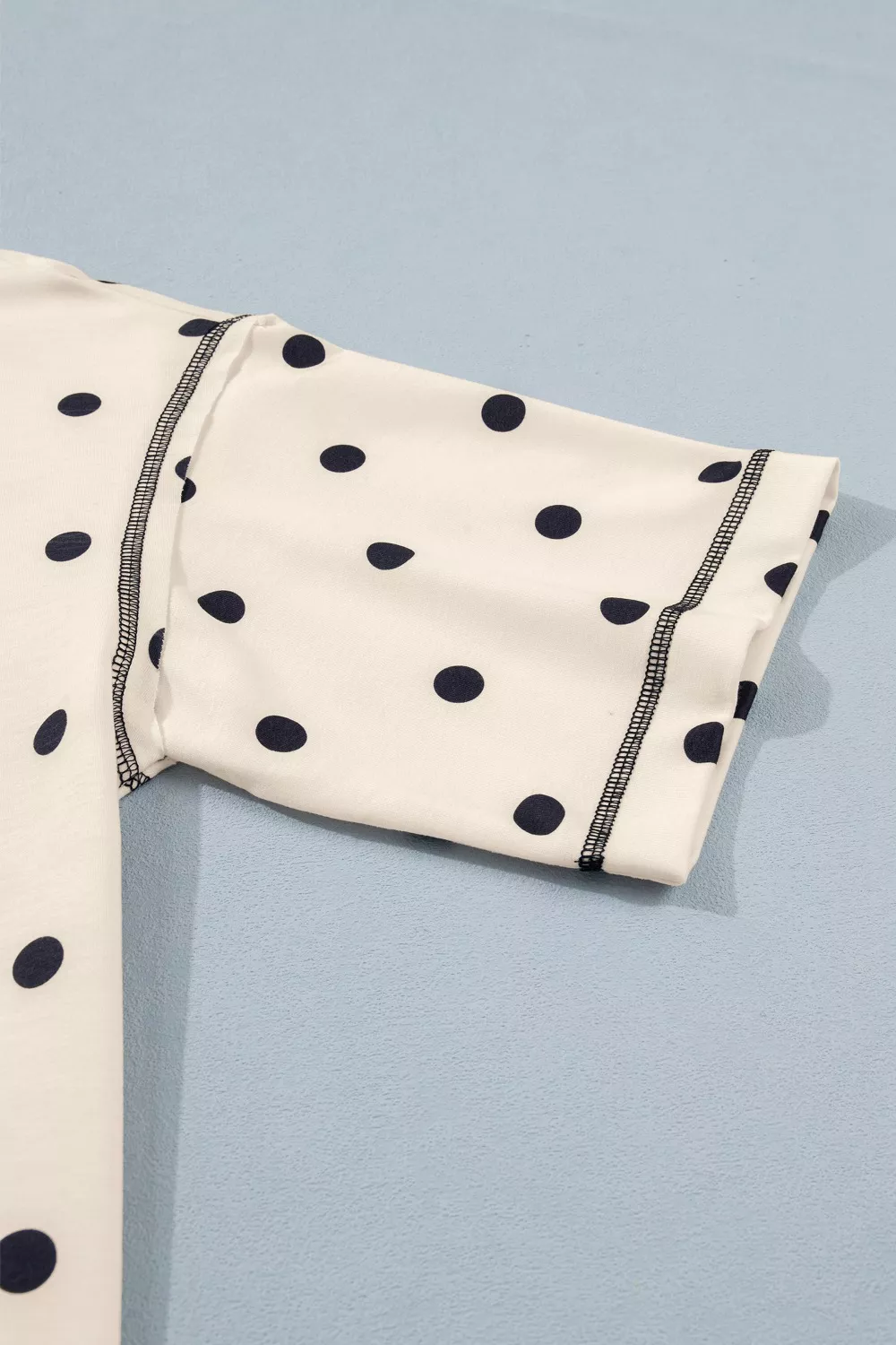 Exposed Seam Detail Polka Dot Loose Tee Drawstring Shorts Set, image 7