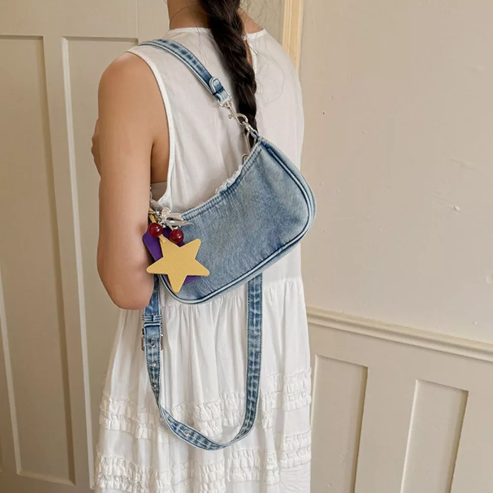 Star Charm Denim Shoulder Bag, image 17