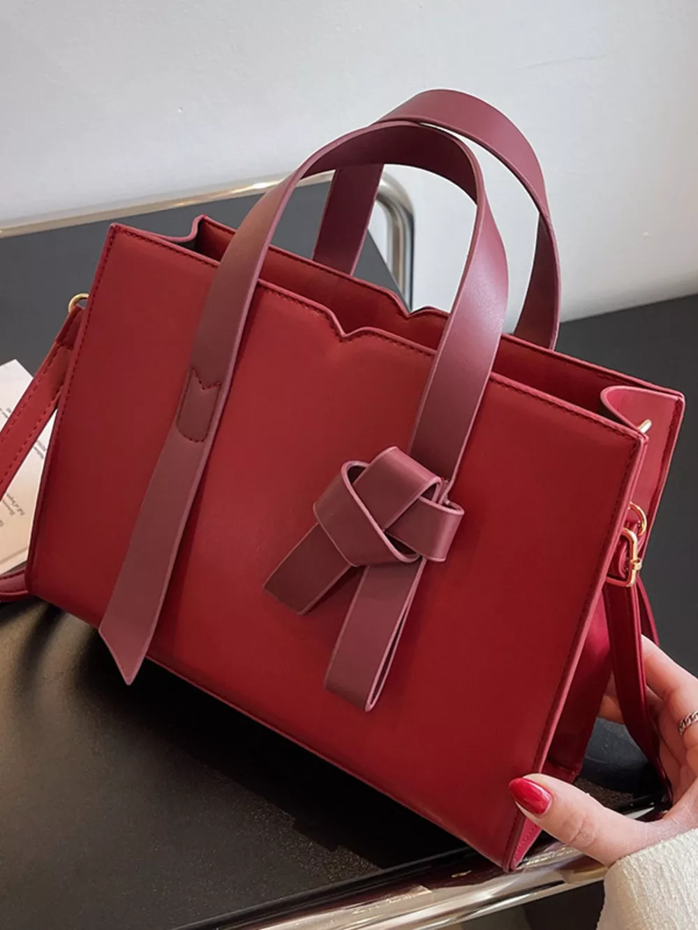 Faux Leather Tote Bag, image 3
