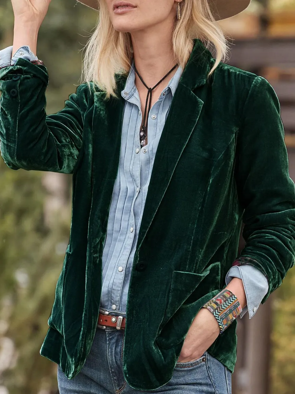 Pocketed Button Up Lapel Collar Blazer, image 16