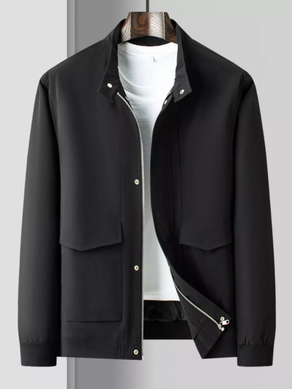 Men's Plus Size Zip Up Long Sleeve Jacket, image 2