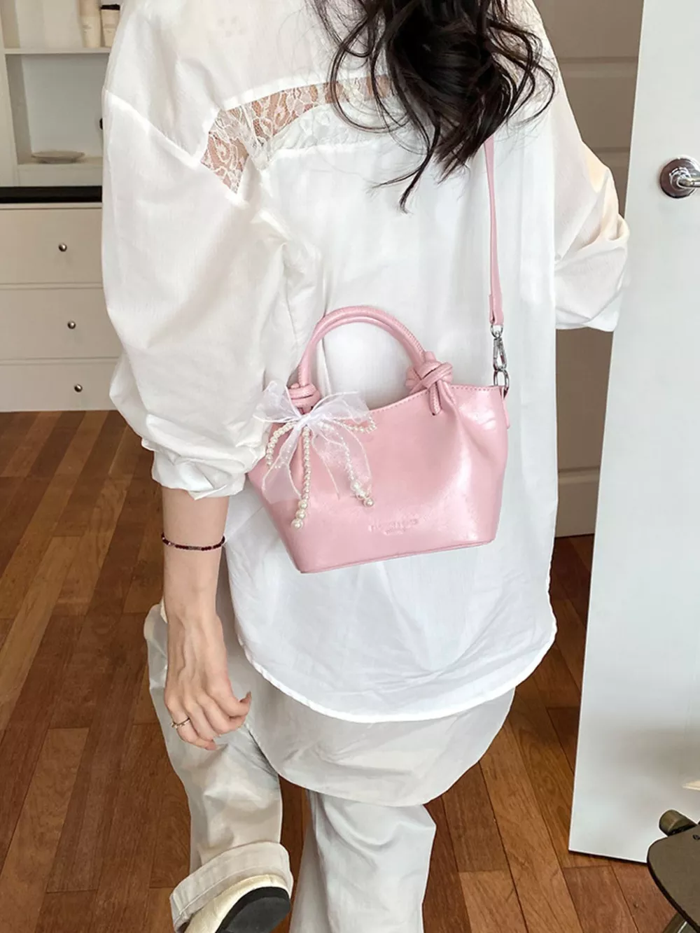 Bowknot Pearl Decor Crossbody Bag, image 7