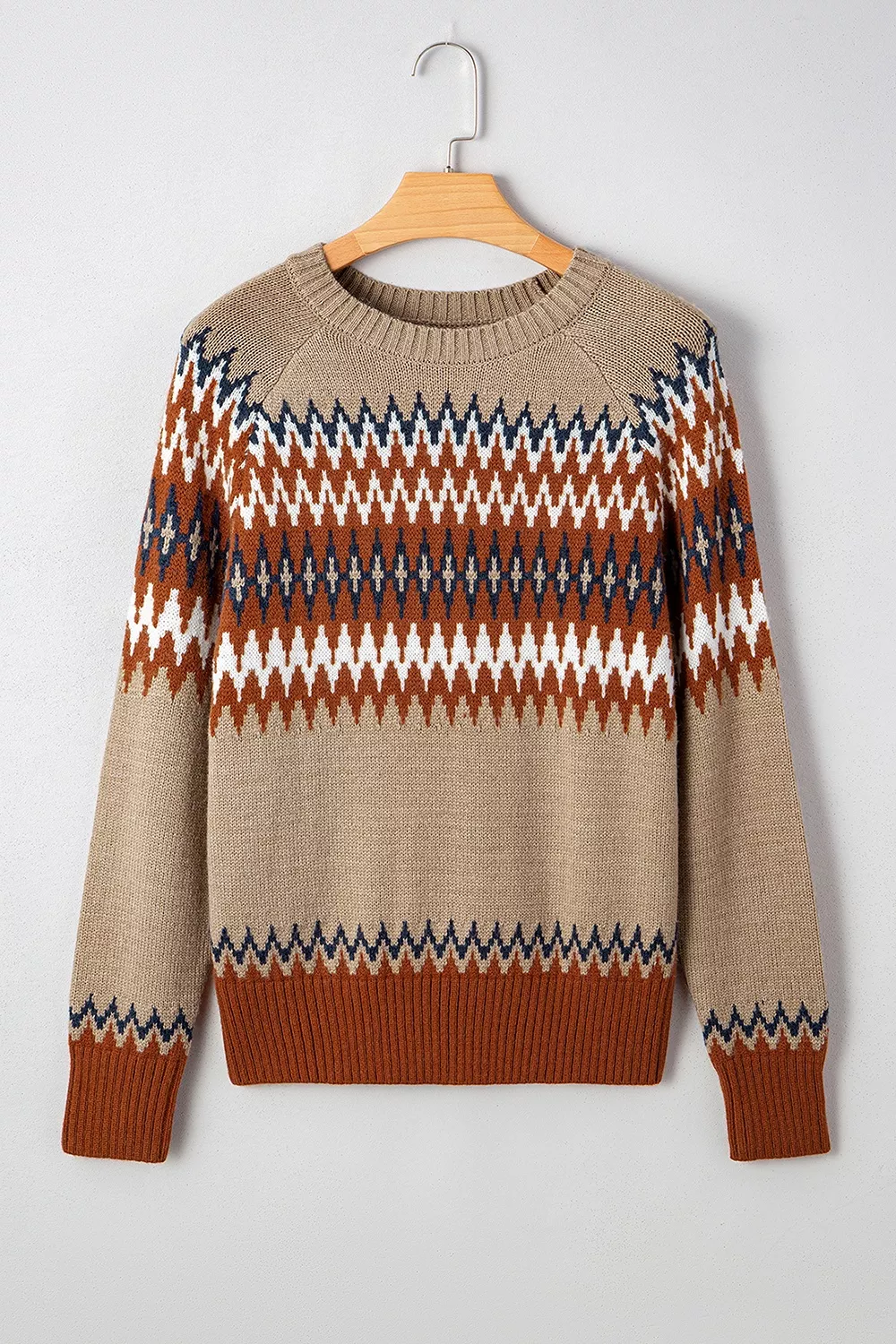 Geometric Pattern Long Sleeve Sweater, image 7