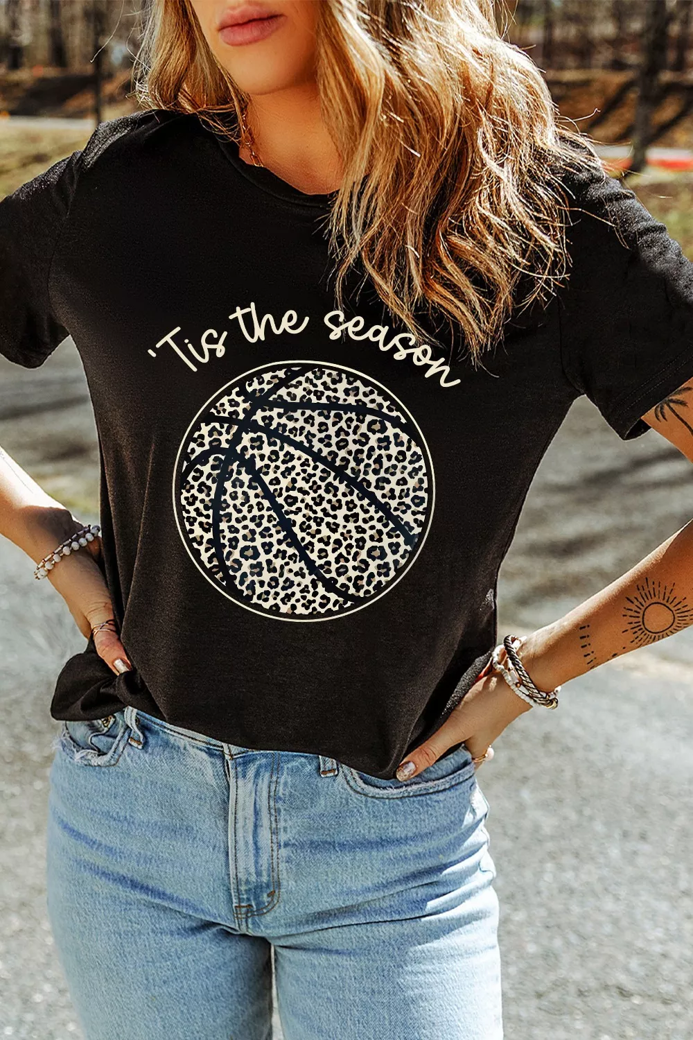 Leopard Basketball Graphic Crew Neck Tee, image 2