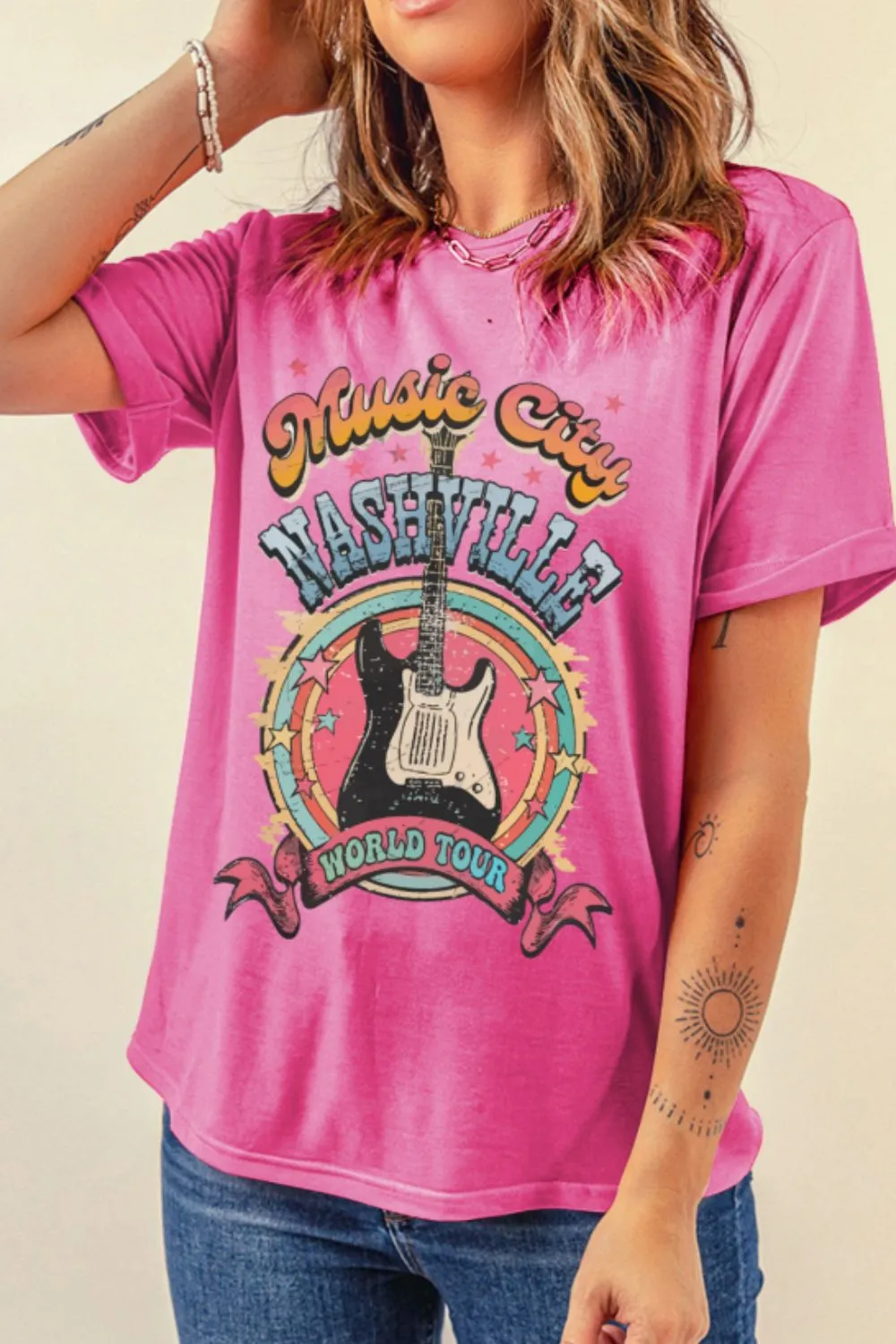 Graphic Round Neck Short Sleeve T-Shirt