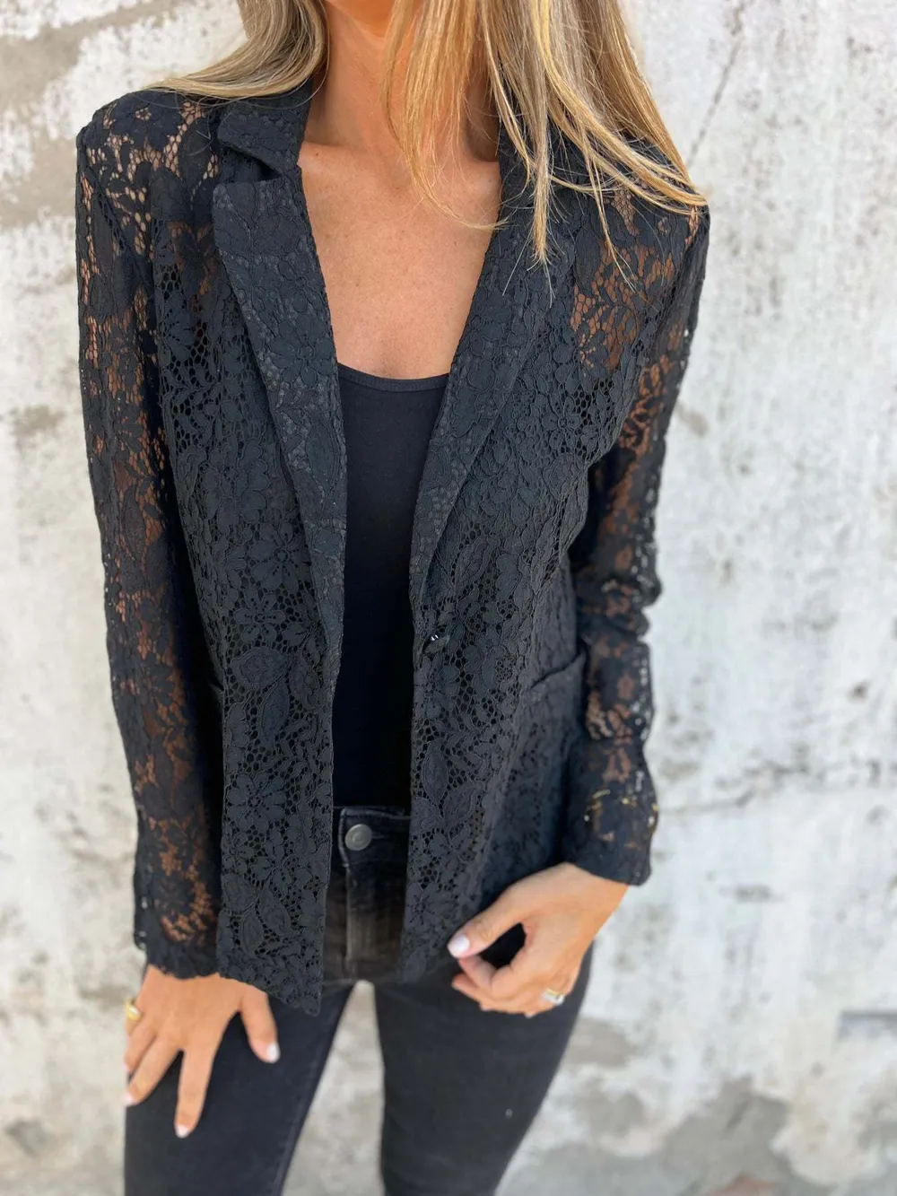 Full Size Lace Open-Front Blazer Plus Size, image 9