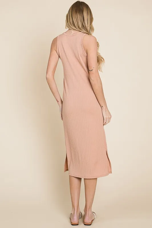Ribbed Knit Sleeveless Midi Dress, image 5