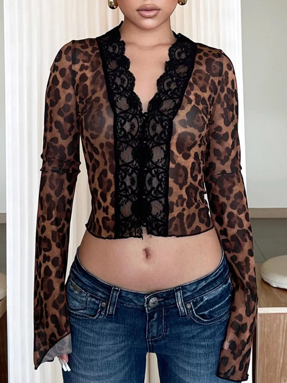 Lace Detail Long Sleeve Top, image 10