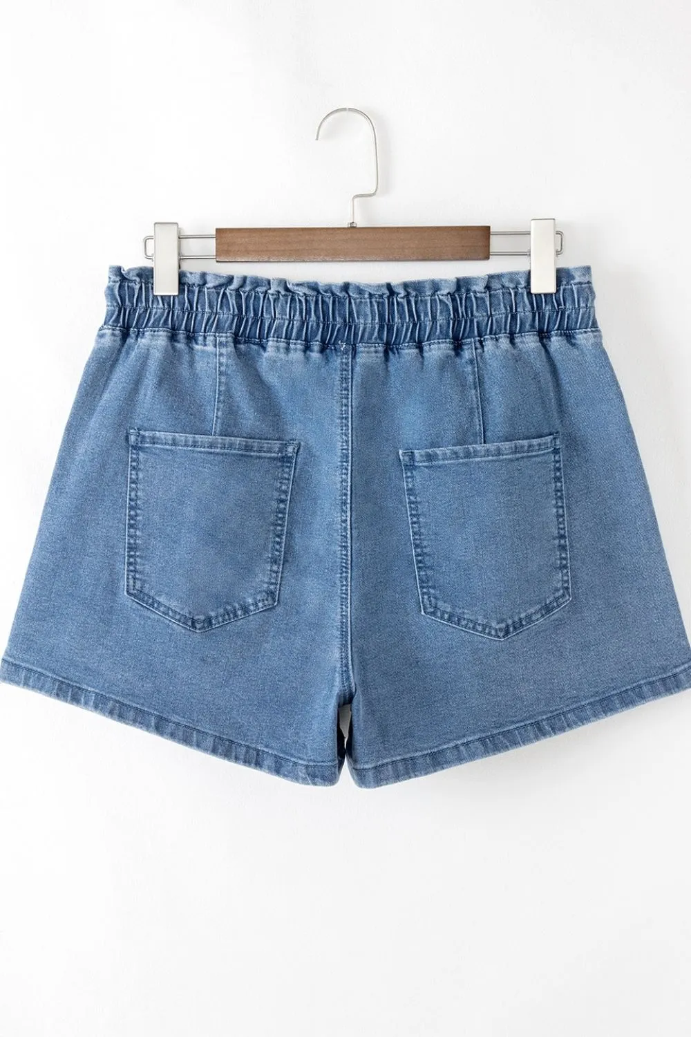 Drawstring High Waist Denim Shorts with Pockets, image 12