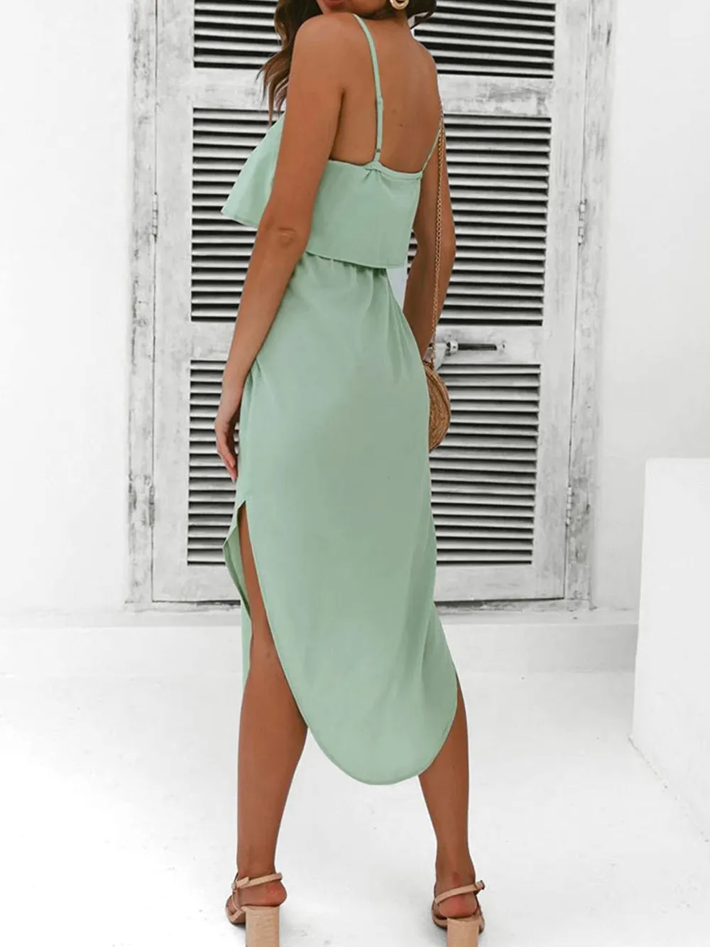 Tied Side Slit Midi Cami Dress, image 7