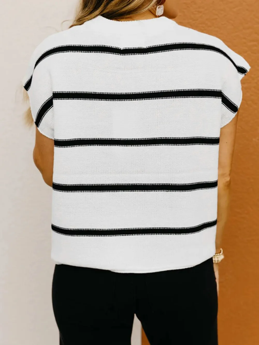 Striped Batwing Sleeve Knit Top, image 11