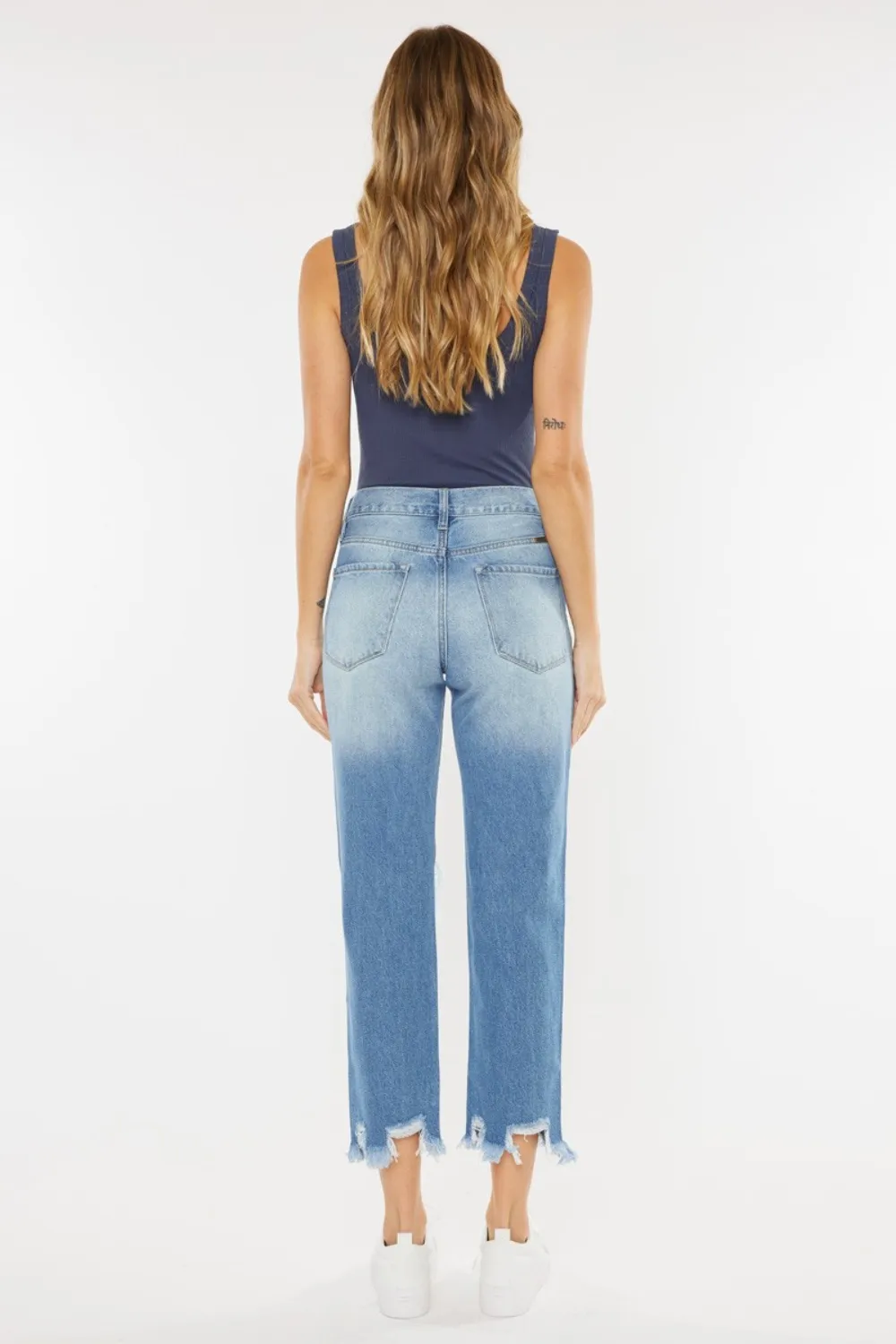 High Waist Chewed Up Straight Mom Jeans, image 3
