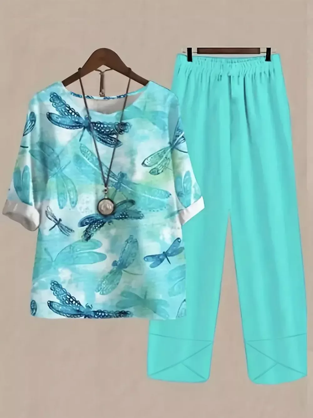Printed Half Sleeve Top and Pants Set, image 22