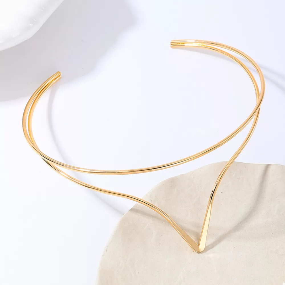 Double Layer V-Shaped Choker Necklace, image 6