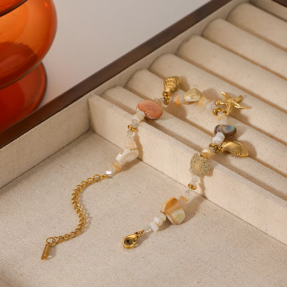 18K Gold-Plated Shell Charm Bracelet, image 7
