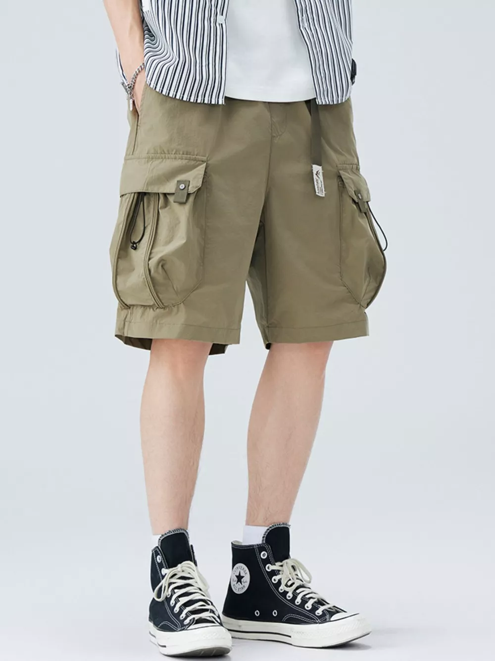 Men's Plus Size Cargo Shorts with Drawstring, image 6