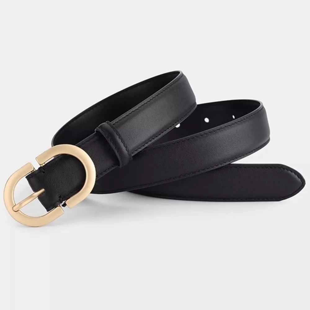 Gold Buckle Leather Belt, image 7