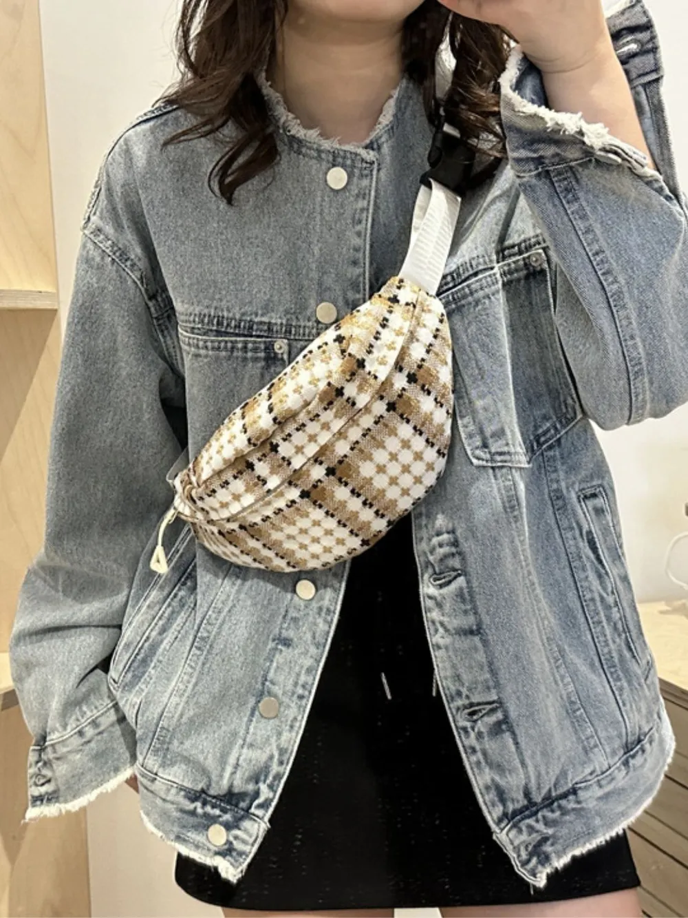 Plaid Wide Strap Crossbody Bag, image 6
