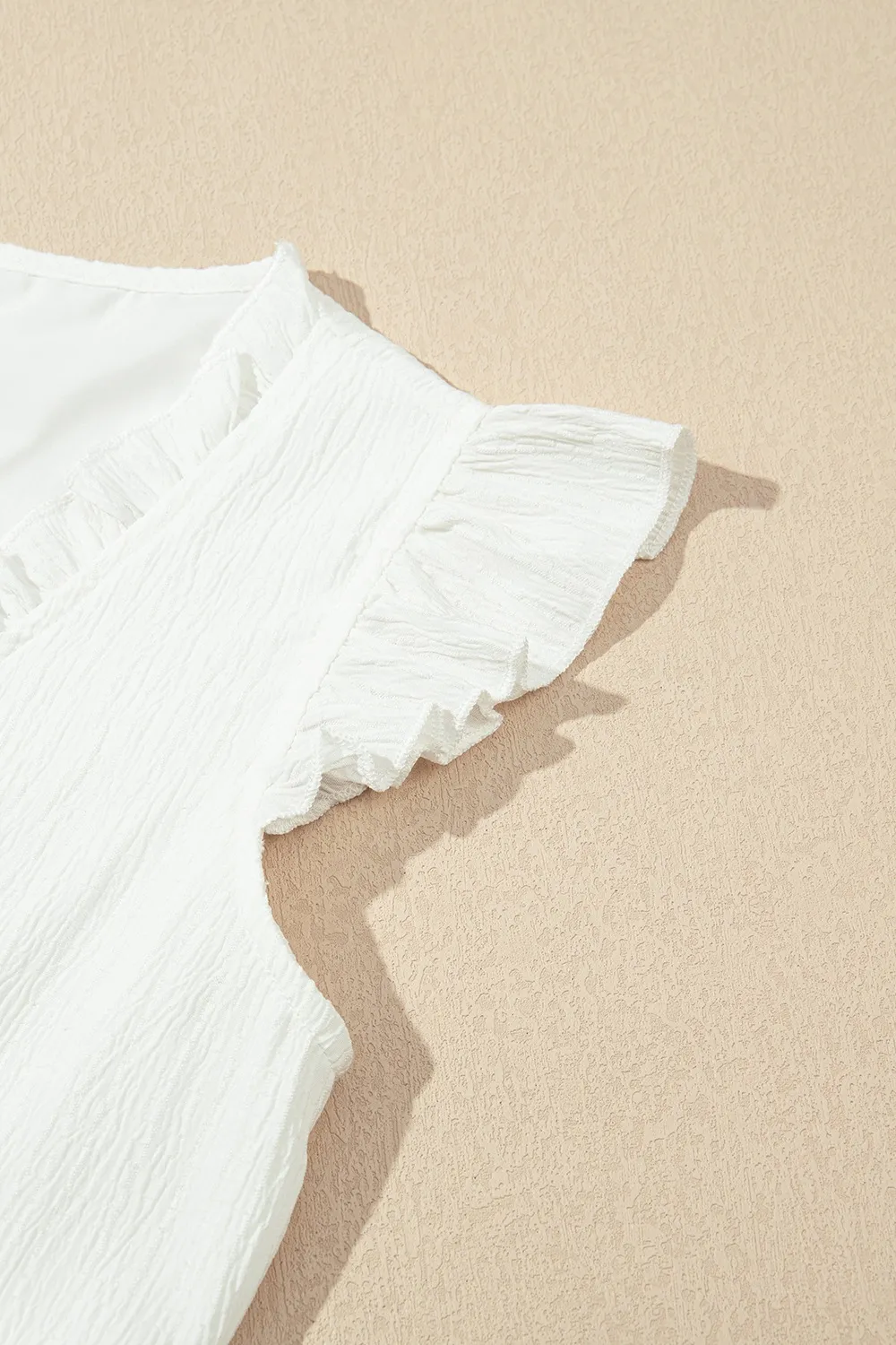 Ruffled Trim V Neck Flutter Flowy Top, image 21
