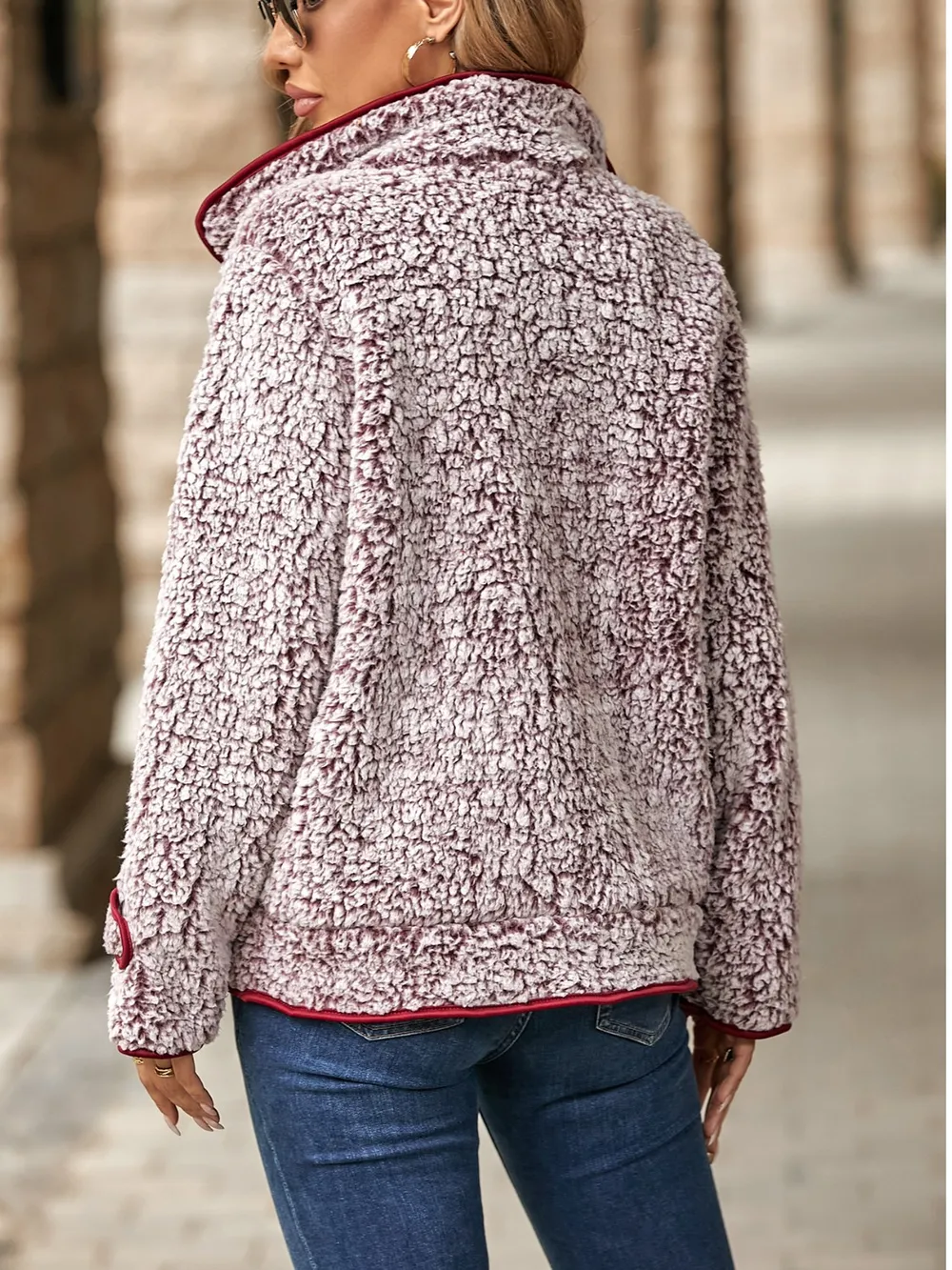 Fuzzy Pocketed Button Up Jacket, image 5