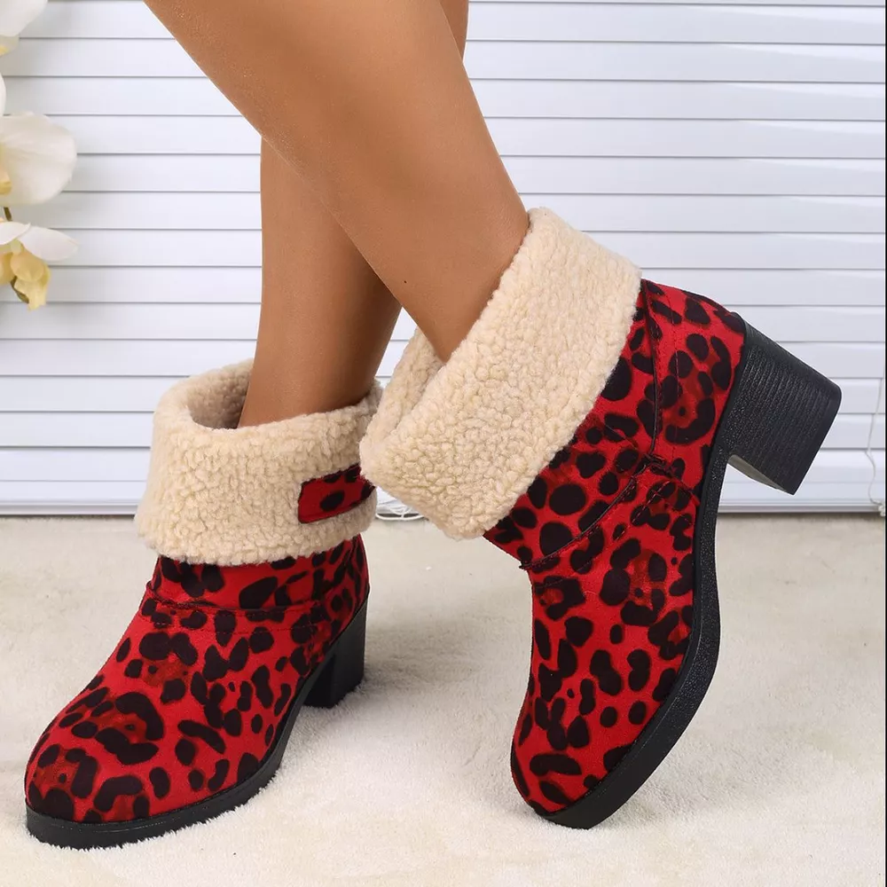 Plush Cuff Block Heel Boots, image 13